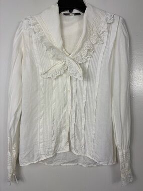 Ralph Lauren Vintage Kerchief collared linen blouse USA Union made 1980s sz 4